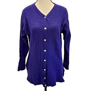 100% Italian Merino Thick Wool Cable Knit Cardigan C.H. Classics Women's Large